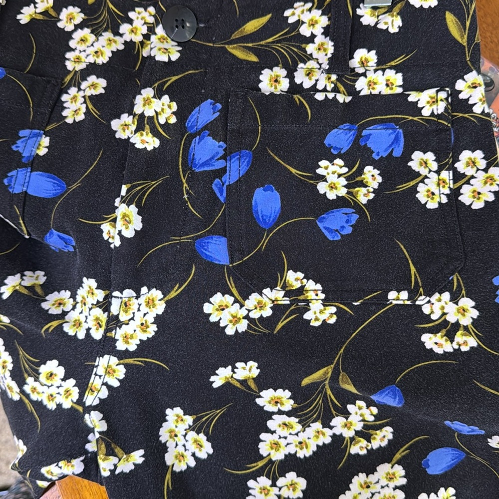 Maeve Black Floral Wide-Leg Cropped Trousers - Picture 5 of 7